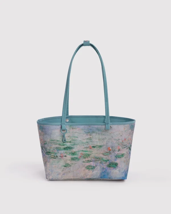 Medium Nylon Reversible Tote - Water Lilies Claude Monet - Material: heavyweight-nylon