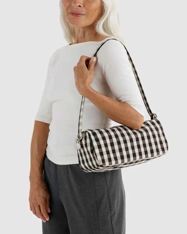 Nylon Loaf Bag - Black And Cream Gingham - Material: heavyweight-nylon