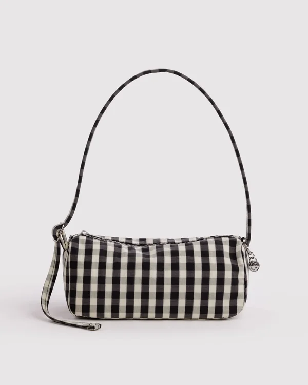 Nylon Loaf Bag - Black And Cream Gingham - Material: heavyweight-nylon
