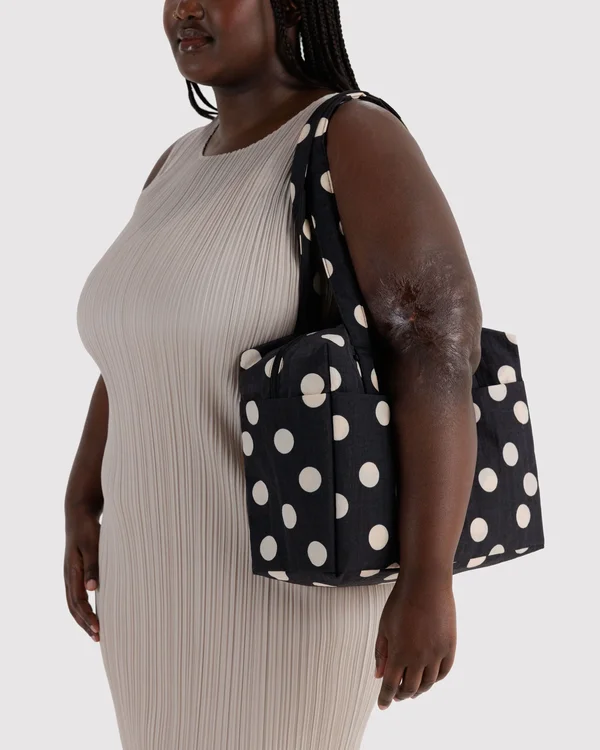 Everyday Cloud Bag - Black And Cream Polka Dot - Material: heavyweight-nylon