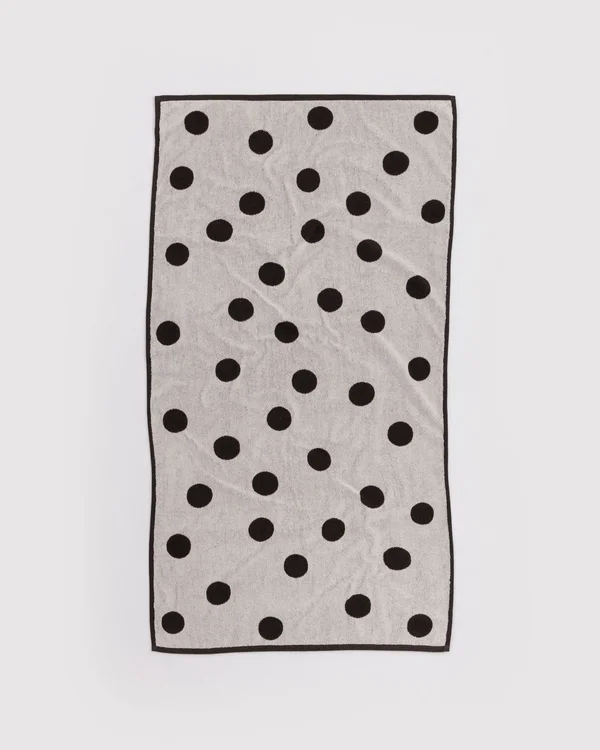 Bath Towel - Cream and Black Polka Dot - Size: OS