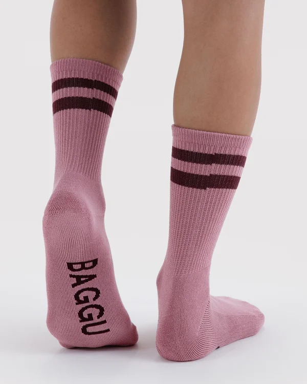 Ribbed Sock - Wild Plum Stripe - Size: OS