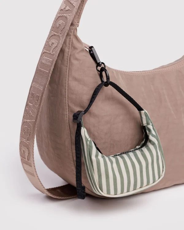 Crescent Bag Charm - Sage Stripe - Size: OS
