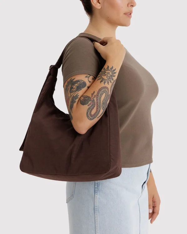 Nylon Shoulder Bag - Coffee - Material: heavyweight-nylon