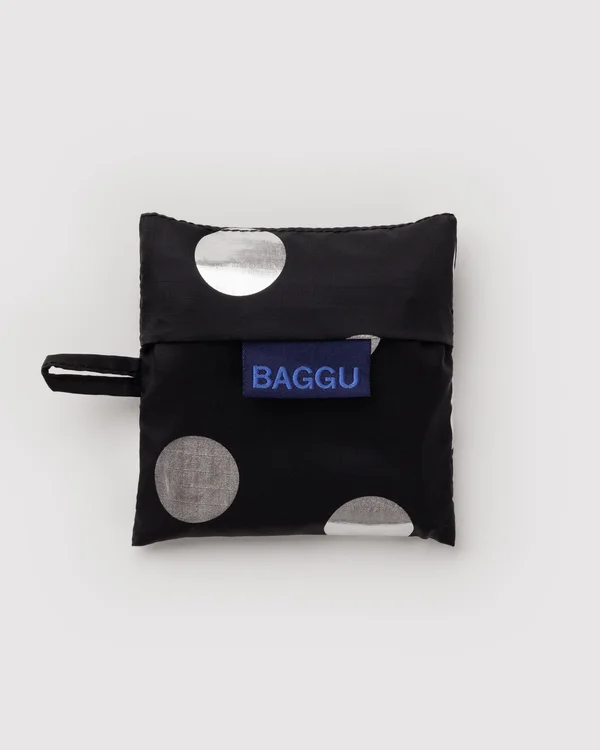 Baby Baggu - Silver Metallic Polka Dot - Material: ripstop-nylon