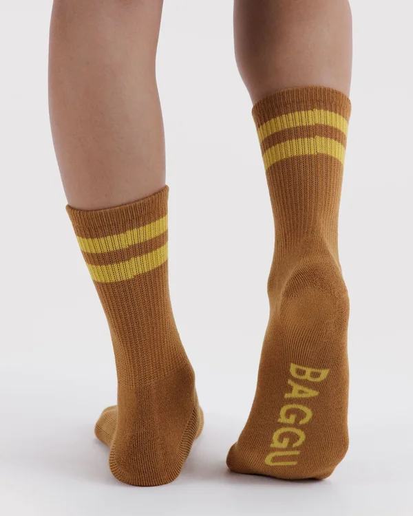 Ribbed Sock - Toffee Stripe - Material: organic-cotton