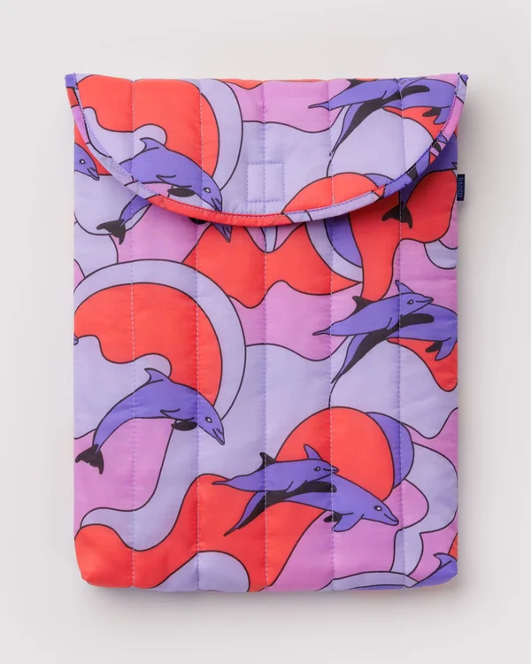 Puffy Laptop Sleeve 16" - Dolphins - Material: ripstop-nylon
